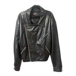 Esquire Vintage Leather Biker Jacket Moto Large Black Made in Canada